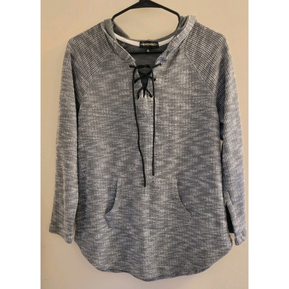 Lace Up Gray Hoodie